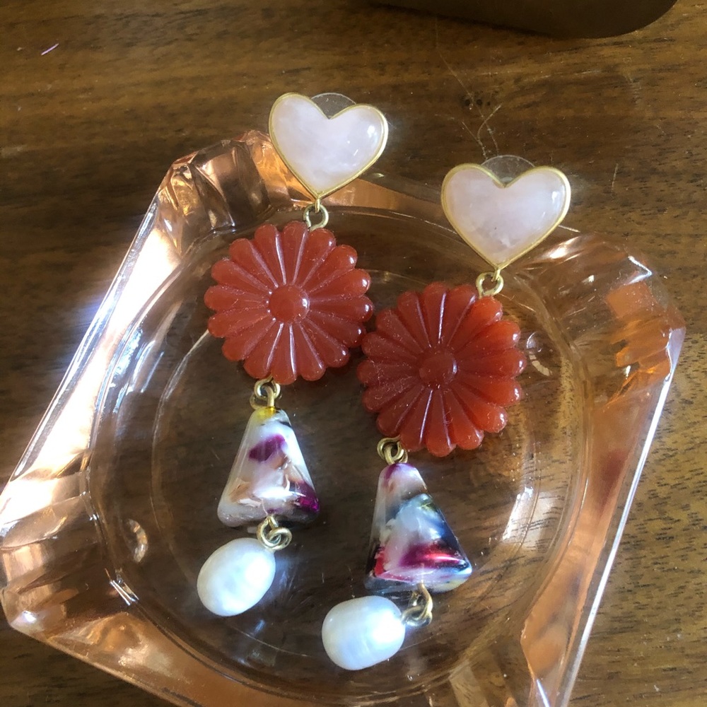 Madewell Statement Drop Heart Earrings